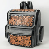 OHG192 Backpack Beautifully Hand Tooled  Upcycled Canvas  Genuine Leather women bag western handbag purse