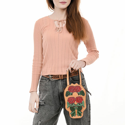 American Darling Hand Tooled Floral Carved Leather Tote Bag