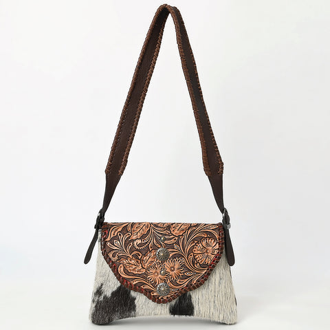 American Darling Hand Tooled Floral Carved Hair-On Cowhide Small Cross body Bag