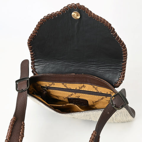 American Darling Hand Tooled Floral Carved Hair-On Cowhide Small Cross body Bag