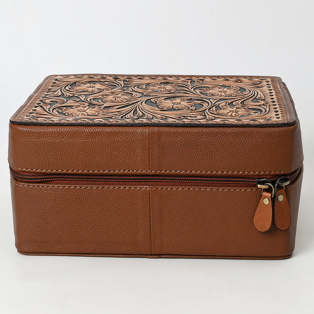 ADBGA573 Tooled Leather Jewelry Case Genuine Western Cowgirl Organizer