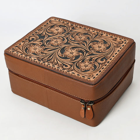American Darling Tooled Leather Jewelry Case Genuine Western Cowgirl Organizer