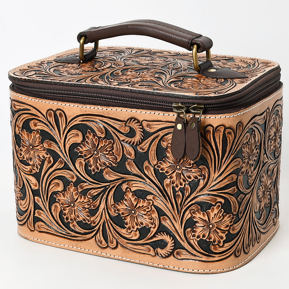 ADBGA576 Western Jewelry Case Genuine Hand-Tooled Leather Organizer