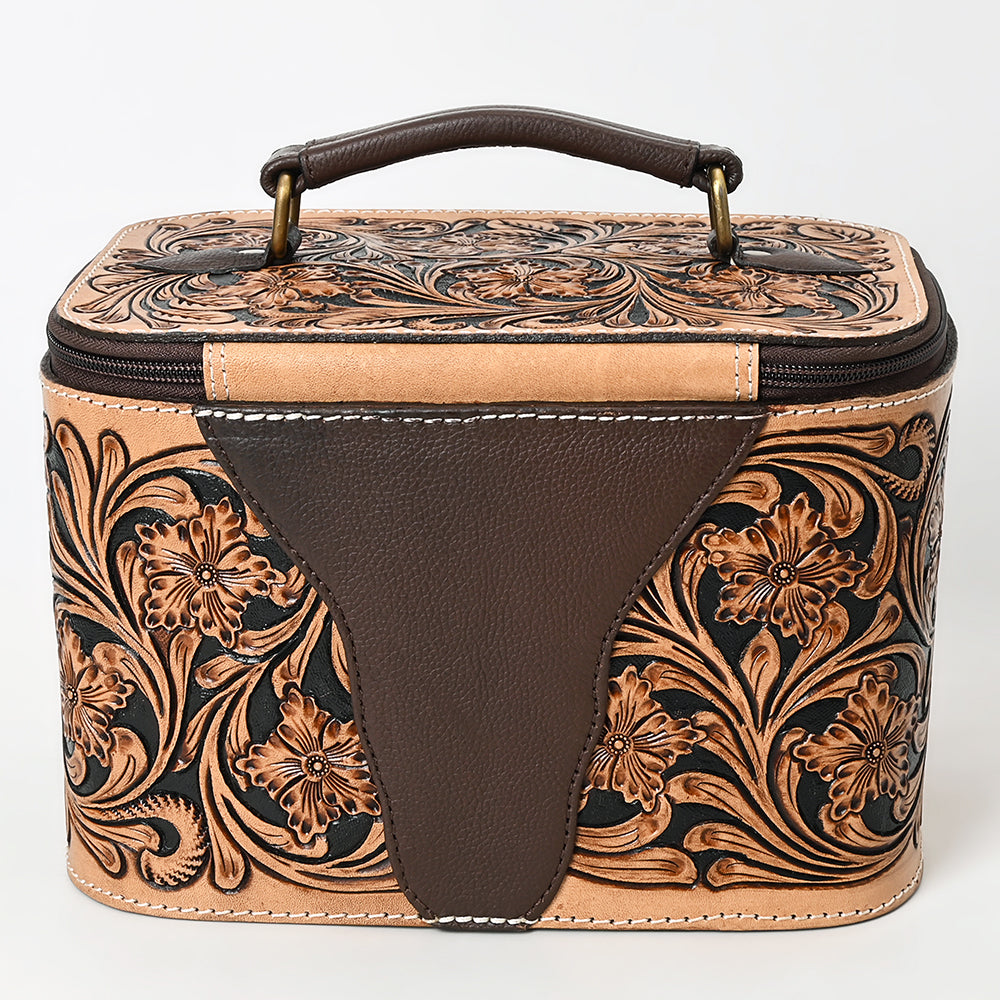 ADBGA576 Western Jewelry Case Genuine Hand-Tooled Leather Organizer