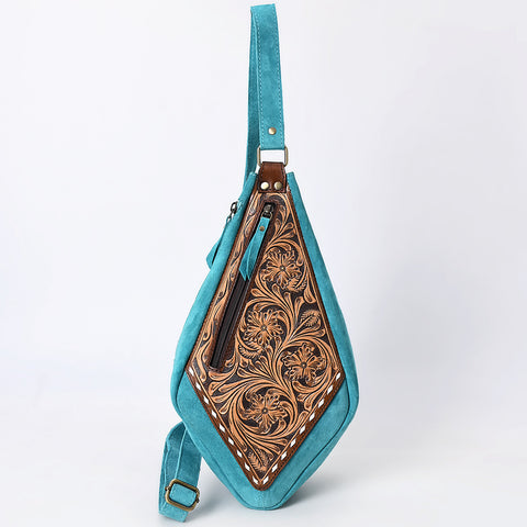 American Darling Hand Tooled Floral Carved Genuine Leather Sling Bag