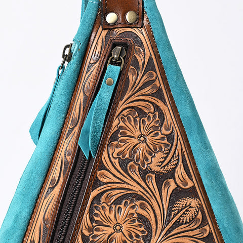 American Darling Hand Tooled Floral Carved Genuine Leather Sling Bag