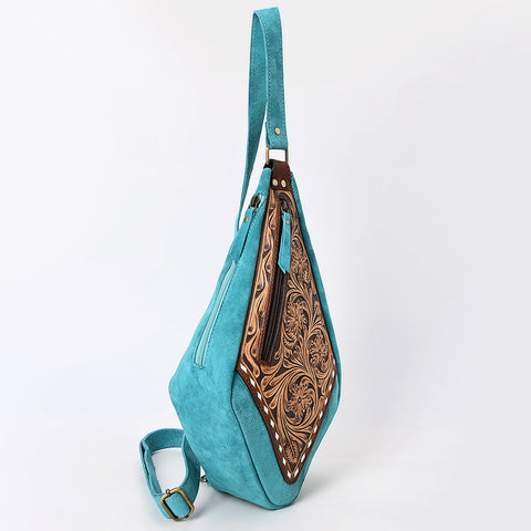American Darling Hand Tooled Floral Carved Genuine Leather Sling Bag