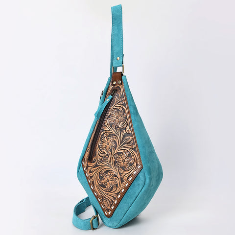 American Darling Hand Tooled Floral Carved Genuine Leather Sling Bag