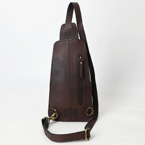 American Darling Hair-On Cowhide Leather Sling Bag with Hand-Tooled Pocket