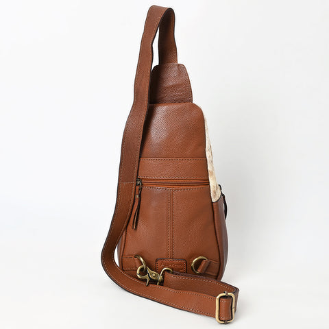 American Darling Hand-Tooled Leather & Cowhide Sling Bag With Hand Tooled