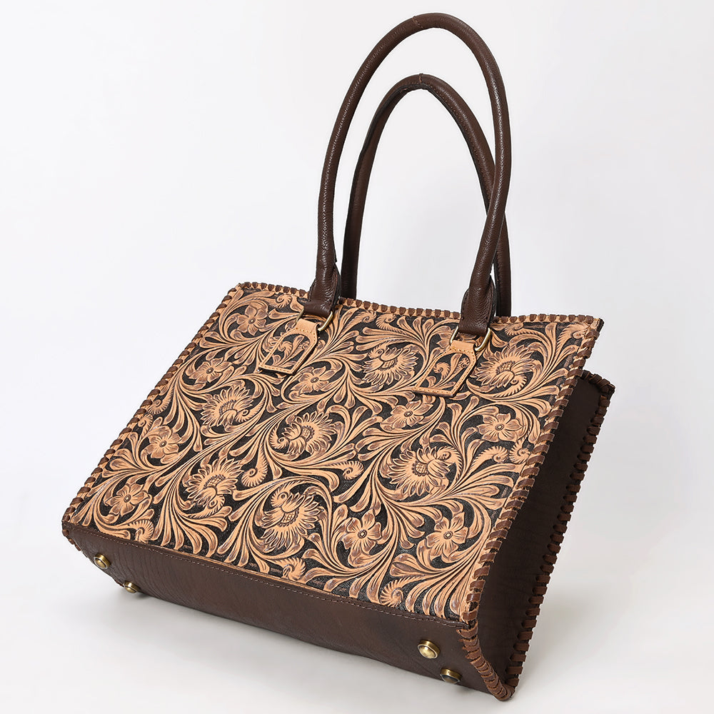 ADBGA583 Hand-Tooled Genuine Leather Western Tote Bag Structured Cowgirl Work & Travel Purse