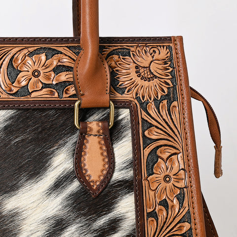 American Darling Hand-Tooled Genuine Leather & Cowhide Western Tote Bag