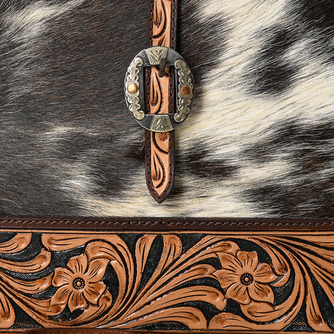 American Darling Hand-Tooled Genuine Leather & Cowhide Western Tote Bag