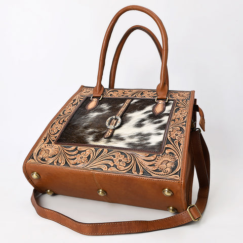 American Darling Hand-Tooled Genuine Leather & Cowhide Western Tote Bag