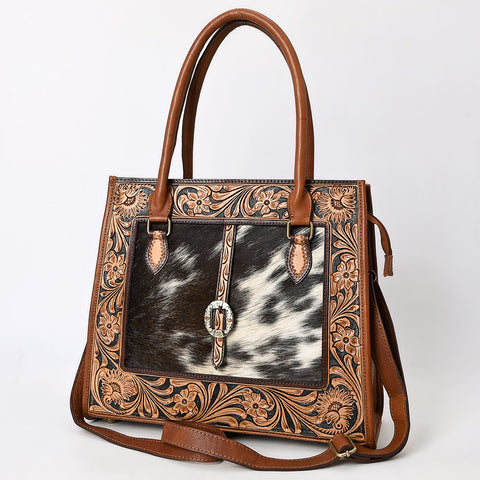 American Darling Hand-Tooled Genuine Leather & Cowhide Western Tote Bag