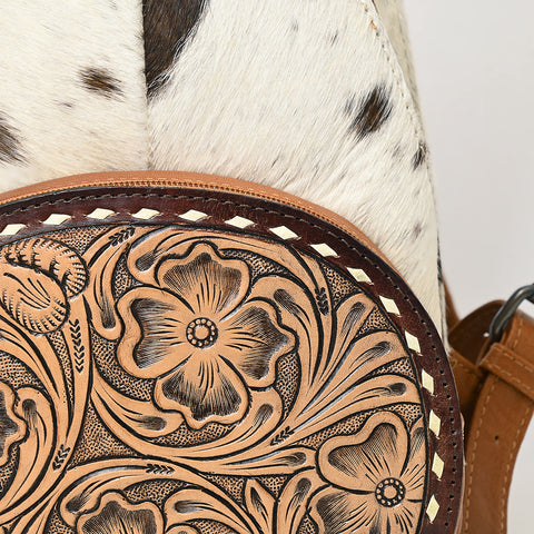 American Darling Handcrafted Western Leather Sling Bag with Genuine Hair-On Cowhide & Tooled Front