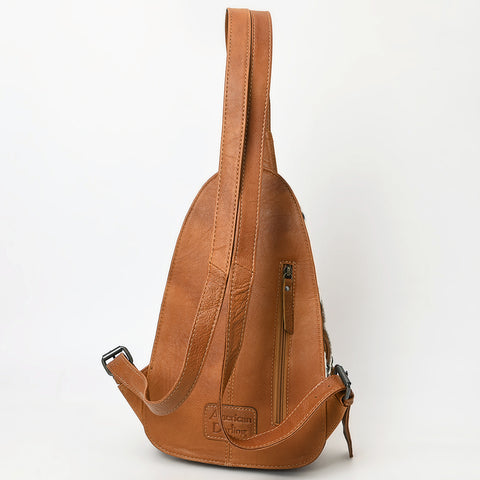 American Darling Handcrafted Western Leather Sling Bag with Genuine Hair-On Cowhide & Tooled Front