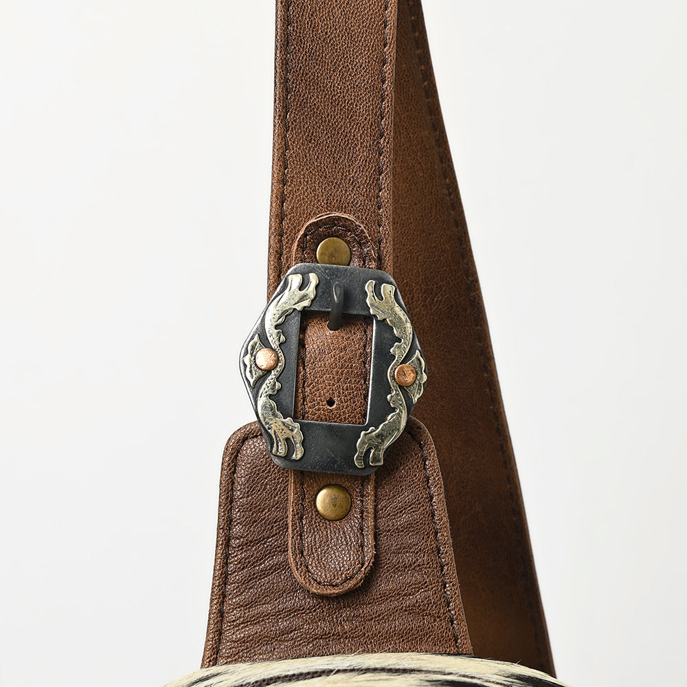 ADBG1522 Southwestern Woven Saddle Blanket & Leather Sling Backpack - Cowhide Accent with Western Buckle