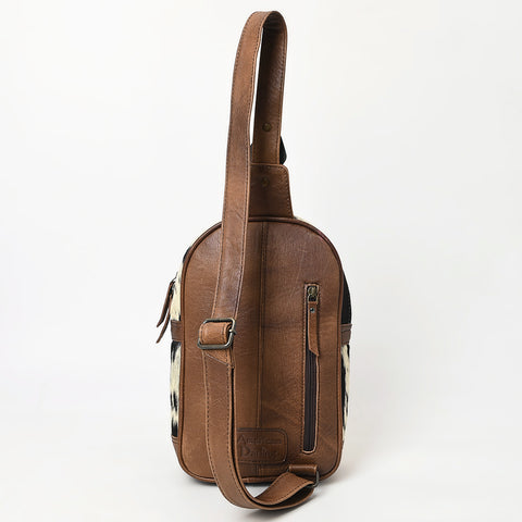 American Darling Western Leather Sling Bag with Saddle Blanket Front and Genuine Hair-On Cowhide