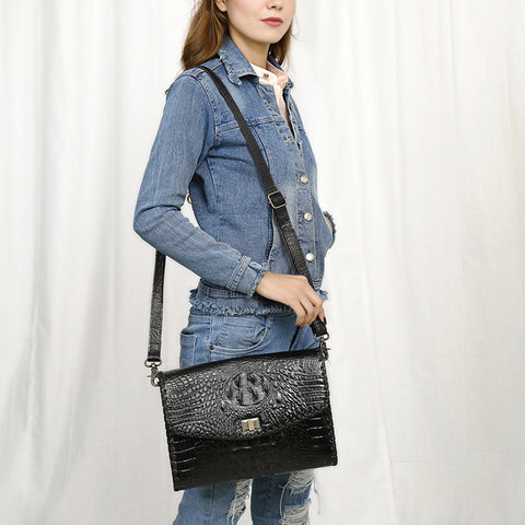 American Darling Western Crocodile Embossed Leather Small Crossbody Bag