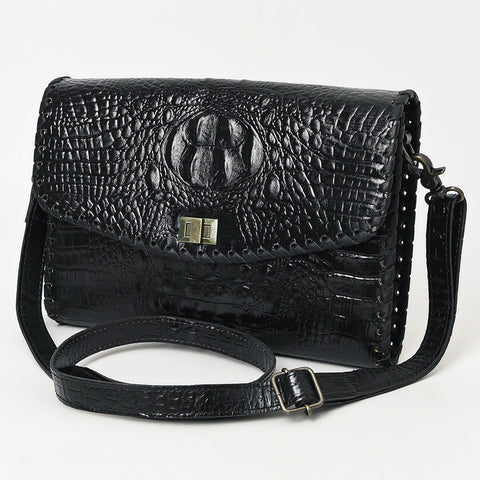American Darling Western Crocodile Embossed Leather Small Crossbody Bag