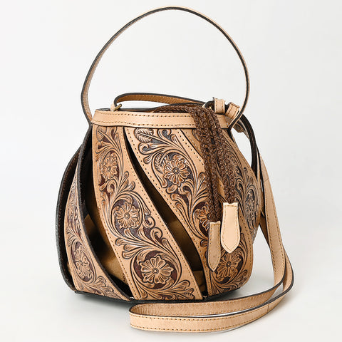 American Darling Hand Tooled Floral Carved Genuine Leather Bucket Bag