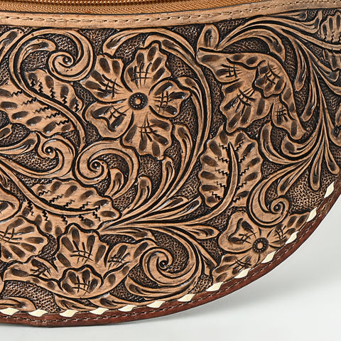 American Darling Western Leather Fanny Pack with Hand-Tooled Floral Design ï¿½ Genuine Full-Grain Leather