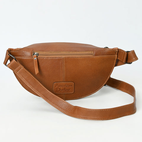 American Darling Western Leather Fanny Pack with Hand-Tooled Floral Design ï¿½ Genuine Full-Grain Leather