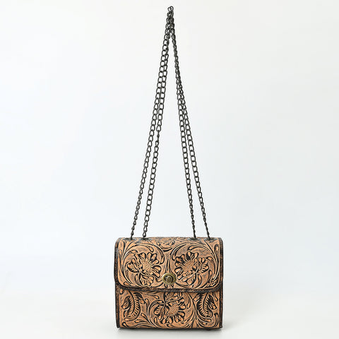 American Darling Western Leather Small Crossbody Bag with Hand-Tooled Floral Design ï¿½ Genuine Leather