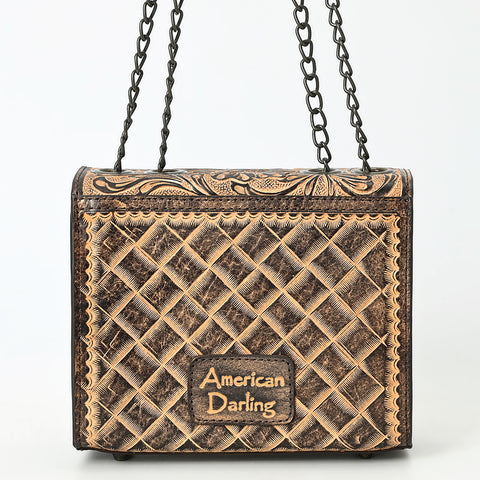 American Darling Western Leather Small Crossbody Bag with Hand-Tooled Floral Design ï¿½ Genuine Leather