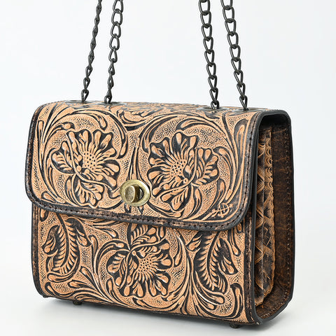 American Darling Western Leather Small Crossbody Bag with Hand-Tooled Floral Design ï¿½ Genuine Leather