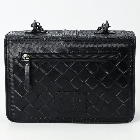 American Darling Western Leather Small Crossbody Bag with Hand-Tooled Floral Design & Chain Strap