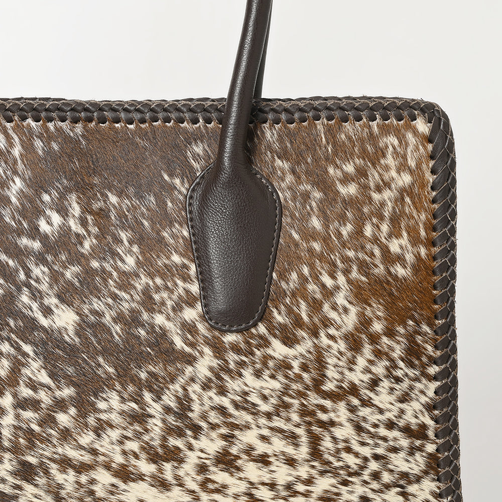 ADBGM301 Cowhide Leather Tote - Structured Western Handbag with Braided Trim