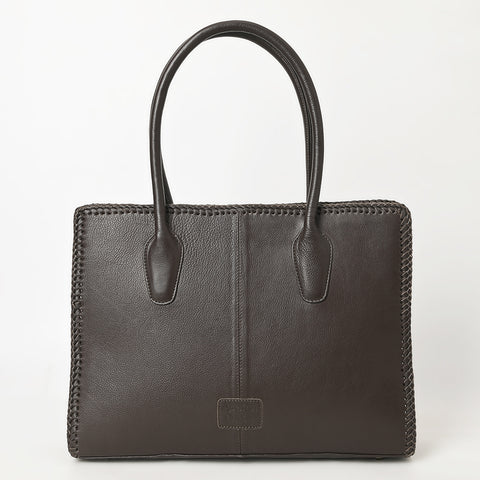 ADBGM301 Cowhide Leather Tote - Structured Western Handbag with Braided Trim
