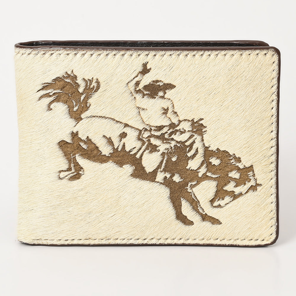 ADBGM454 Western Hair-On Leather Rodeo Wallet - Engraved Design
