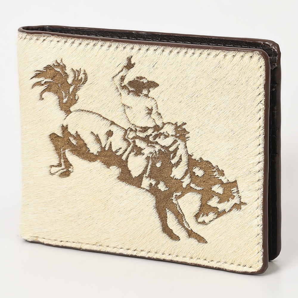 ADBGM454 Western Hair-On Leather Rodeo Wallet - Engraved Design