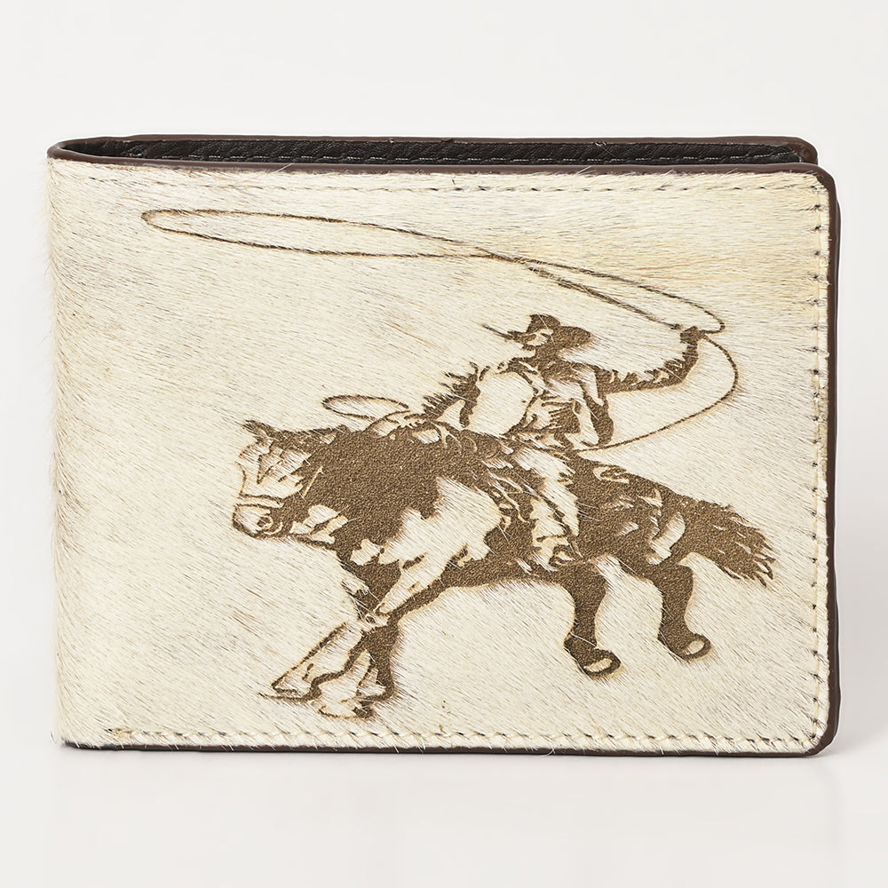 ADBGM454 Western Hair-On Leather Rodeo Wallet - Engraved Design