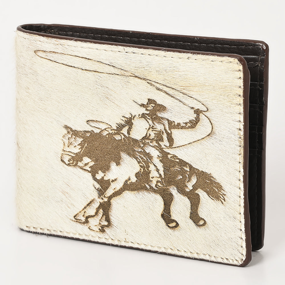 ADBGM454 Western Hair-On Leather Rodeo Wallet - Engraved Design