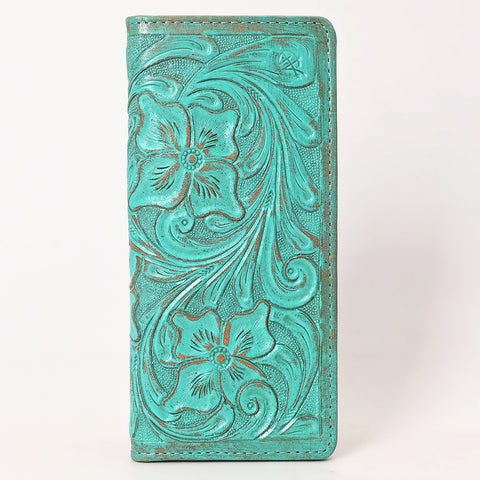 American Darling Western Leather Clutch Bag with Hand-Tooled Floral Carving ï¿½ Genuine Leather