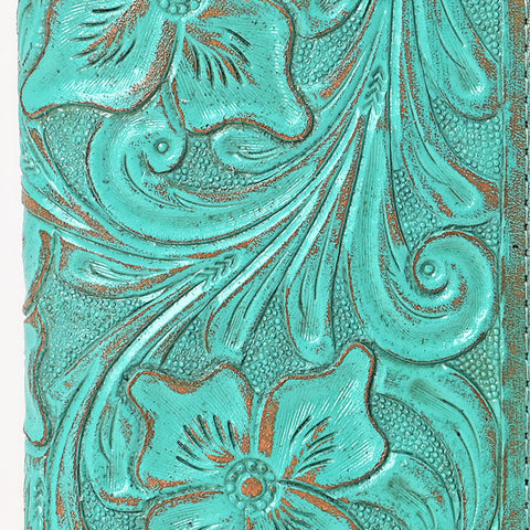 American Darling Western Leather Clutch Bag with Hand-Tooled Floral Carving ï¿½ Genuine Leather