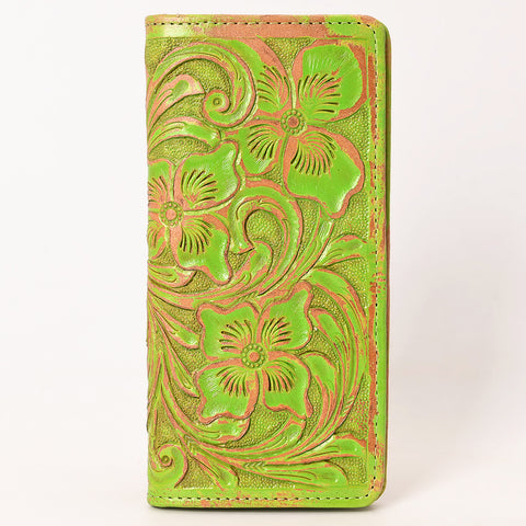 American Darling Western Leather Clutch Bag with Hand-Tooled Floral Carving ï¿½ Genuine Leather