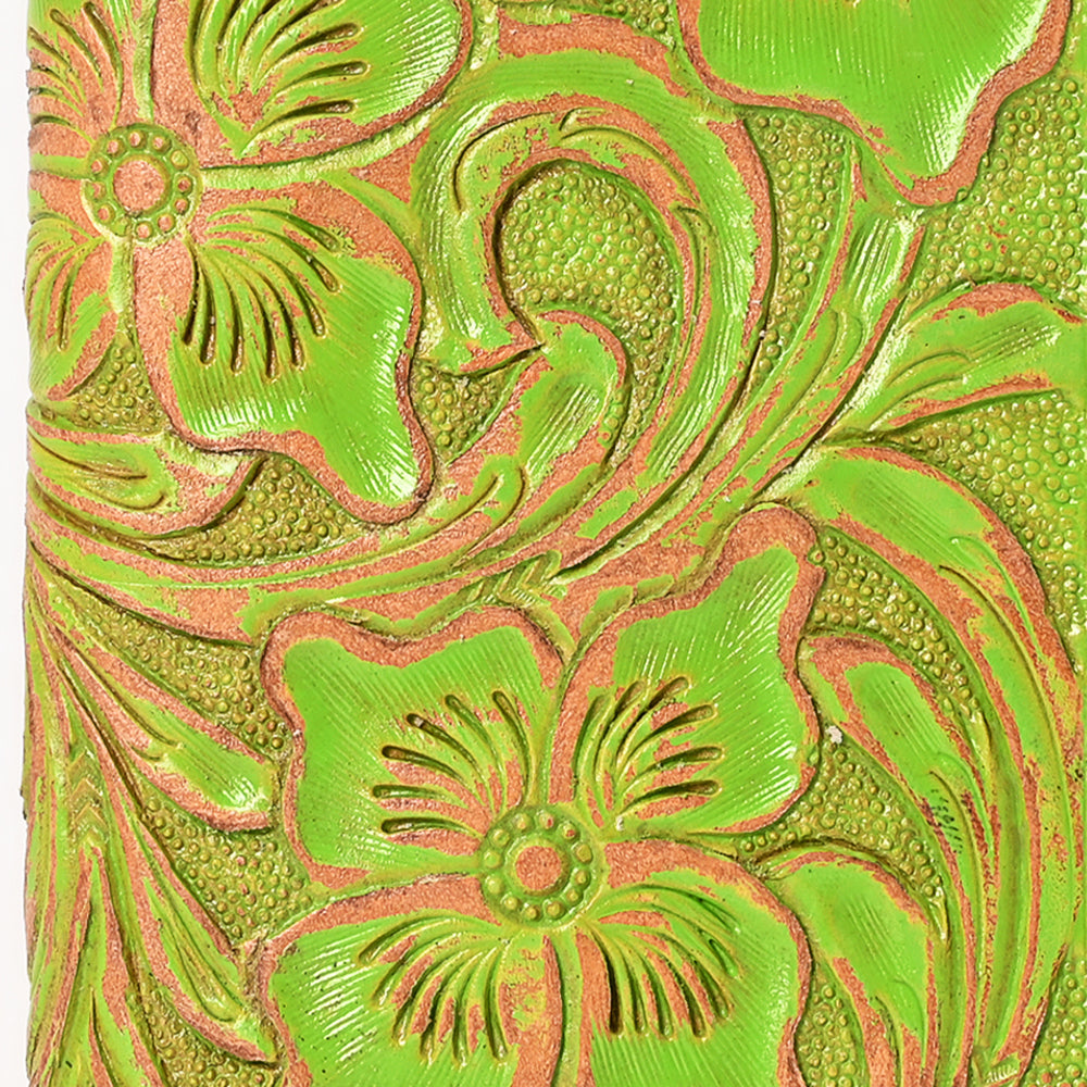 ADBG1537 Tooled Leather Wallet - Hand-Carved Western Floral Long Clutch