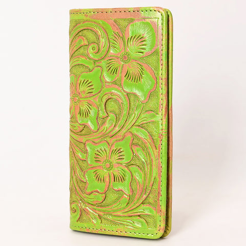 American Darling Western Leather Clutch Bag with Hand-Tooled Floral Carving ï¿½ Genuine Leather
