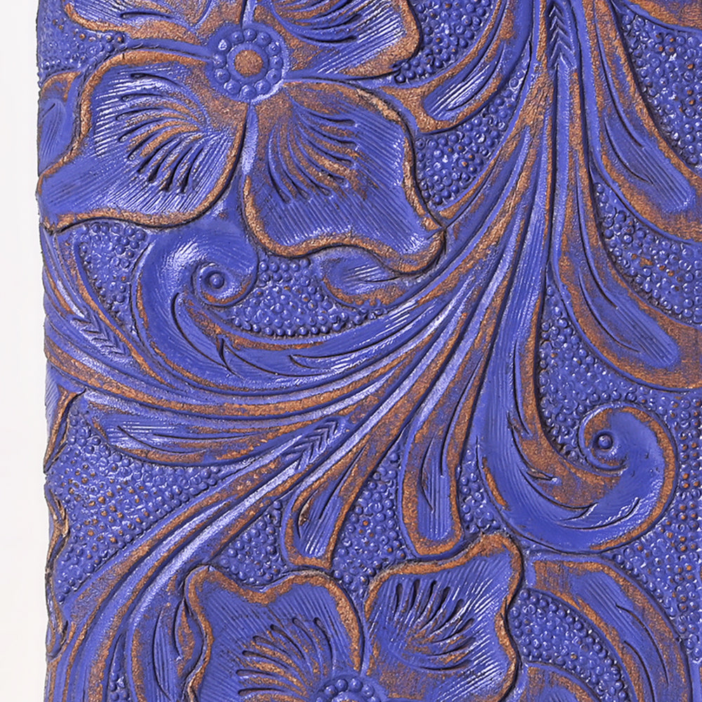 ADBG1537 Tooled Leather Wallet - Hand-Carved Western Floral Long Clutch