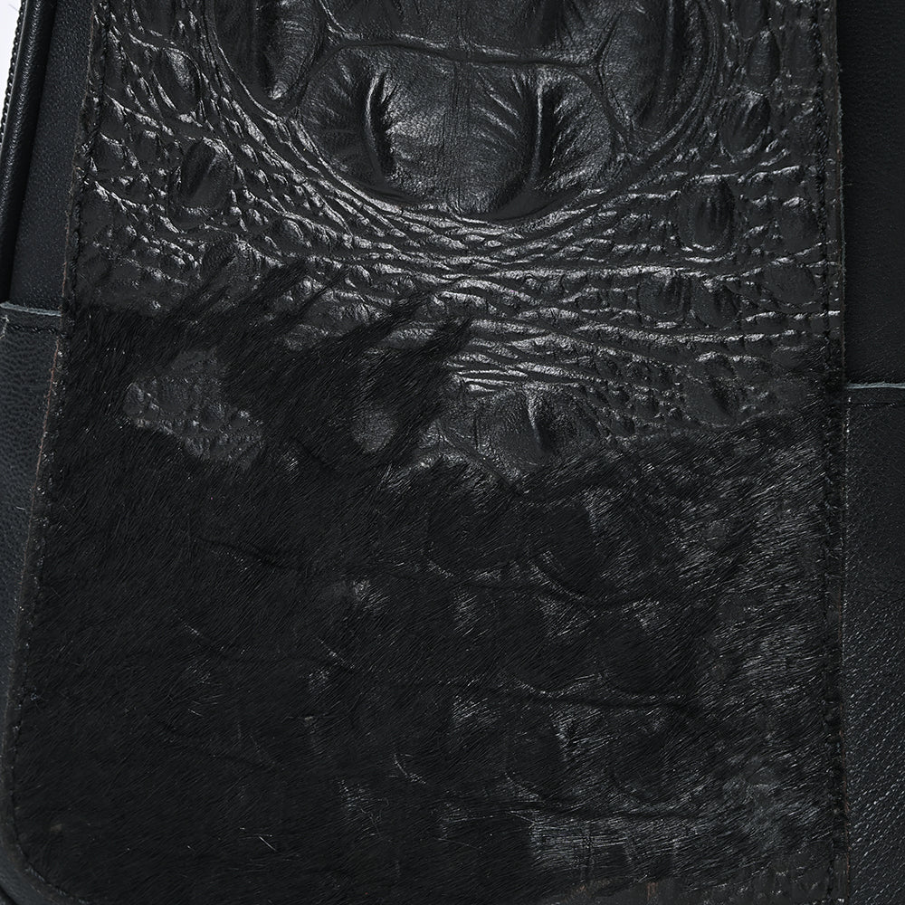 ADBG1538A Black Alligator-Embossed Leather Sling Bag - Western Crossbody Chest Pack