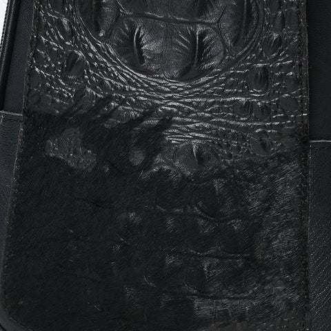 American Darling Western Leather Sling Bag with Black Crocodile Embossed Detailing ï¿½ Genuine Hair-on cowhide Leather