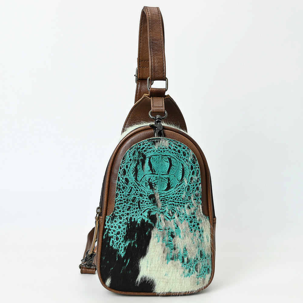 ADBG1538 Gator Embossed Hair-On Leather Sling Bag - Bold Western Crossbody