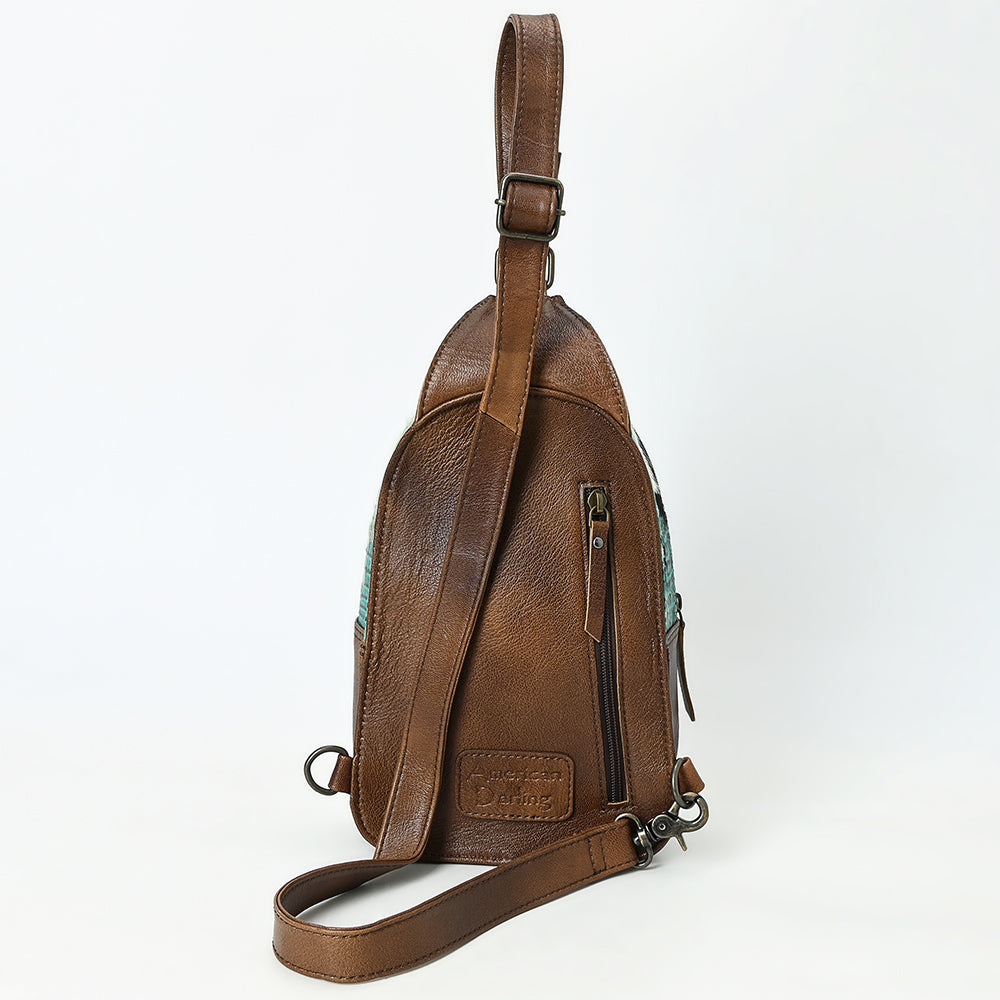 ADBG1538 Gator Embossed Hair-On Leather Sling Bag - Bold Western Crossbody