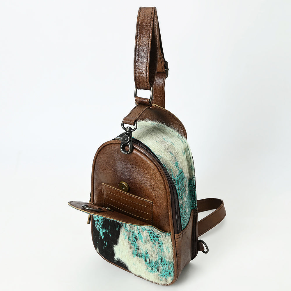 ADBG1538 Gator Embossed Hair-On Leather Sling Bag - Bold Western Crossbody