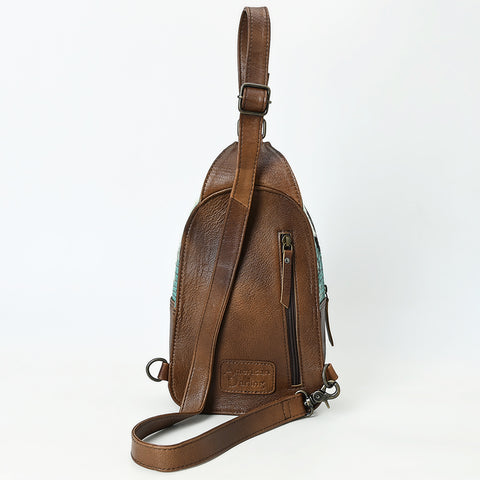 American Darling Western Leather Sling Bag with Crocodile Embossed Detailing ï¿½ Genuine Hair-on cowhide Leather